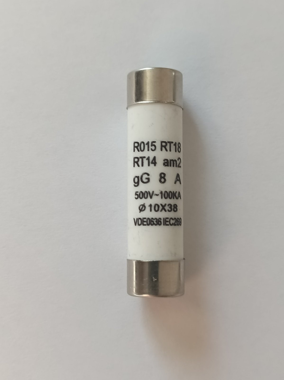 Керамічний запобіжник 500V 8А (Ø10×38 мм)