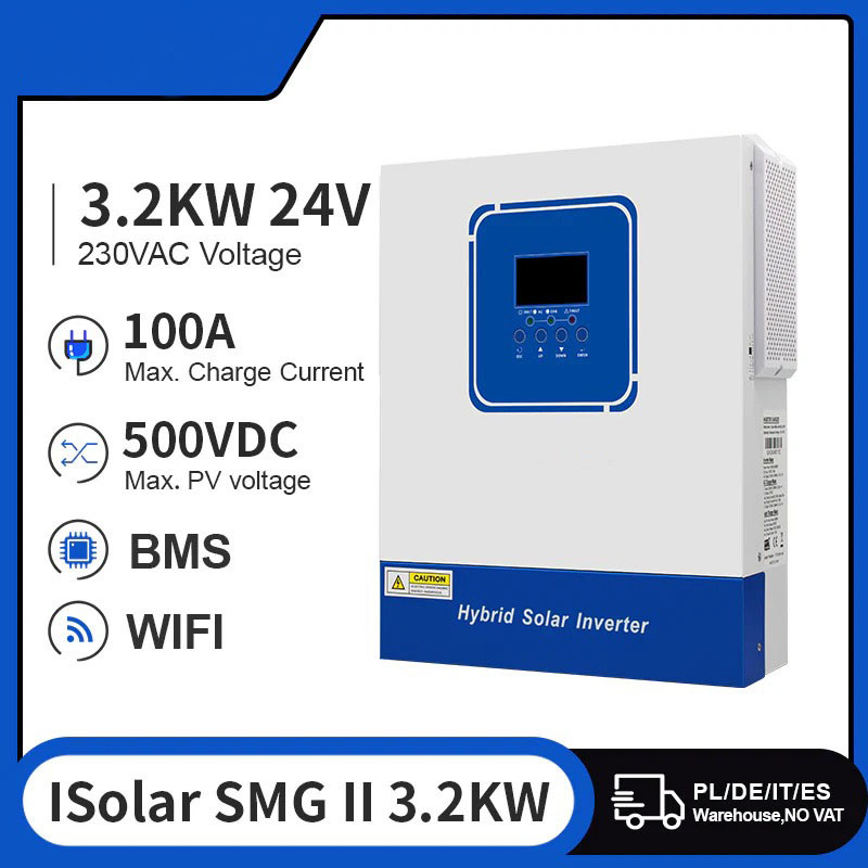 Гібридний сонячний інвертор EASUN ISolar-SMH-II 3.2kW 24V, заряд до 80A, чиста синусоїда, WiFi