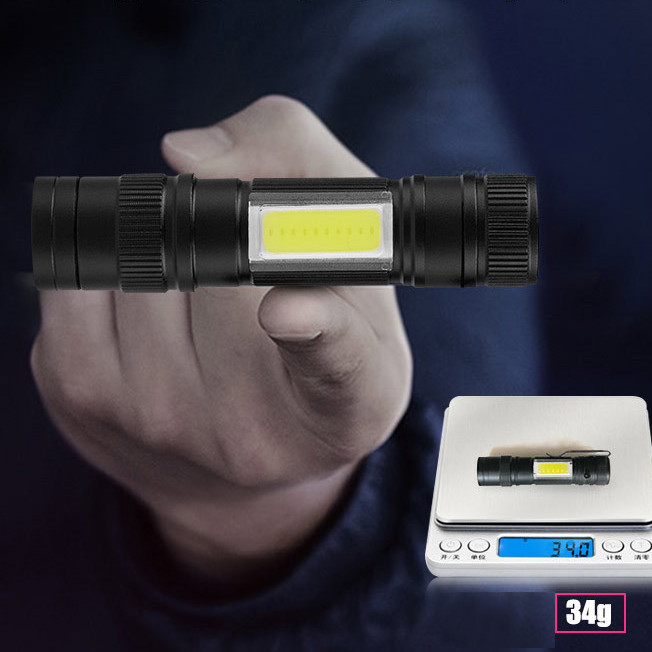Кишеньковий ліхтар BL-525 XPE+COB з оптичним зумом, кліпса, micro-USB зарядка, акумулятор 400mAh, 100lm, чорний