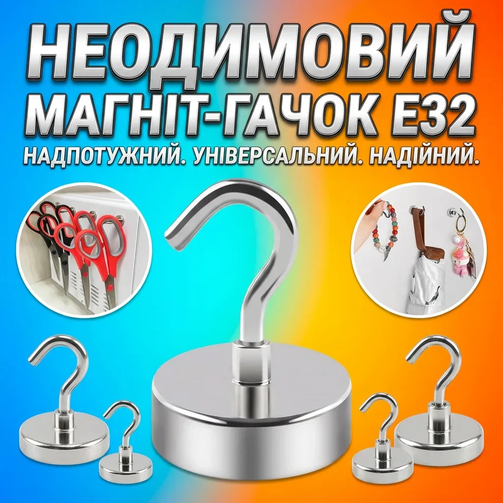Неодимовий магніт-гачок E32