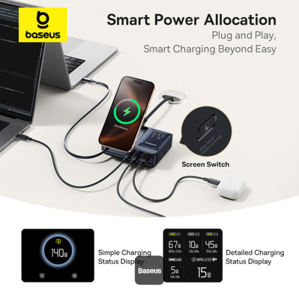 Baseus Nomos 5-in-1 Desktop Charger Qi2 140 Вт