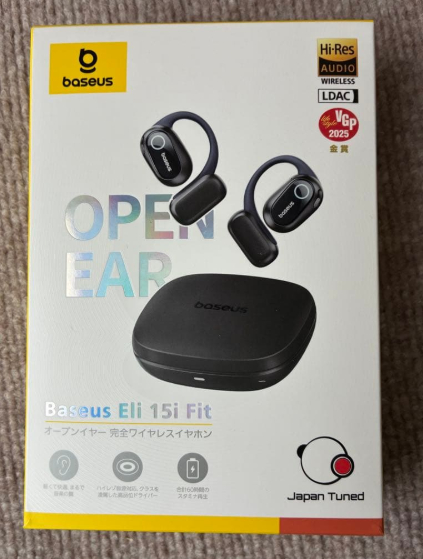 Бездротові навушники Baseus Eli 15i Fit Open-Ear TWS Bluetooth 5.4 з кейсом, IP54, 45 год, open ear, чорні