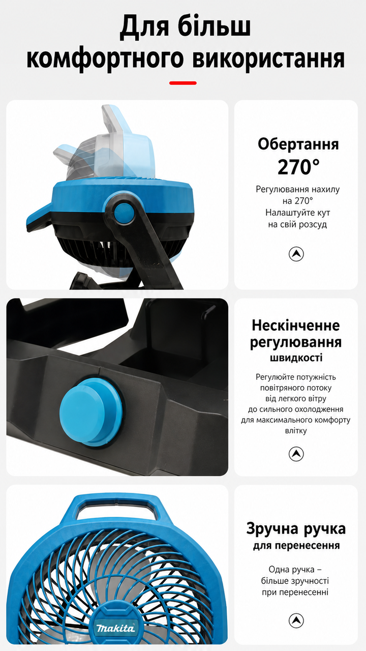 Акумуляторний вентилятор Makita DFS-3120 з акумулятором 3 Ач і зарядним пристроєм