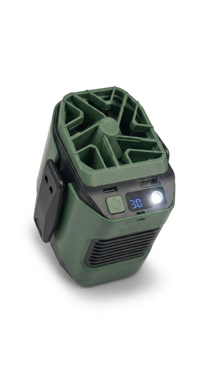 Поясний вентилятор JF-107 High Speed Waist Fan, 100 режимів, USB-C, ліхтарик, автономність до 10 годин