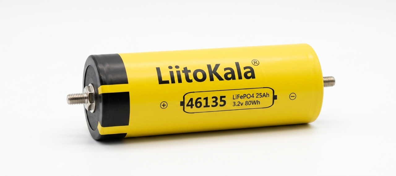 Акумулятор LiFePO4 LiitoKala 3.2V 25Ah 80Wh 46135 з різьбовими контактами для сонячних систем, ДБЖ та інверторів